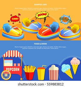 Amusement park horizontal banners website design abstract isolated vector illustration