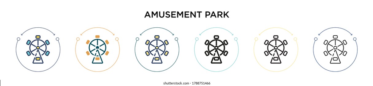 Amusement park icon in filled, thin line, outline and stroke style. Vector illustration of two colored and black amusement park vector icons designs can be used for mobile, ui, web