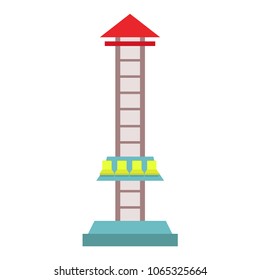 Amusement park icon in flat style. Family attraction isolated on white background. Merry-go-round, roundabout,  carousel. 