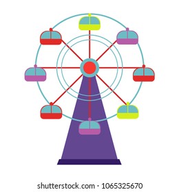 Amusement park icon in flat style. Family attraction isolated on white background. Merry-go-round, roundabout,  carousel. 