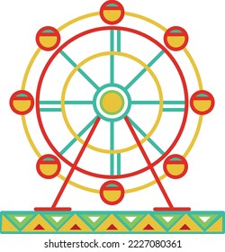 Amusement park icon. Funfair ride. Ferris wheel