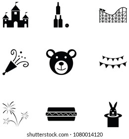 amusement park icon set