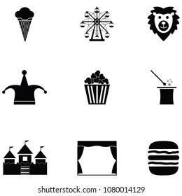 amusement park icon set