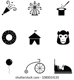 amusement park icon set
