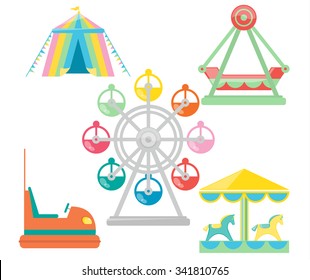 Amusement park icon set