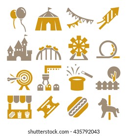 amusement park icon set