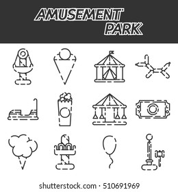 Amusement park icon set