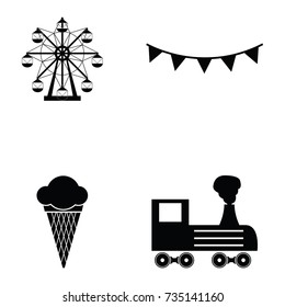 amusement park icon set