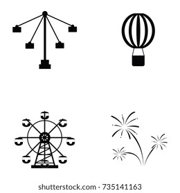amusement park icon set