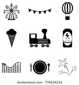 amusement park icon set