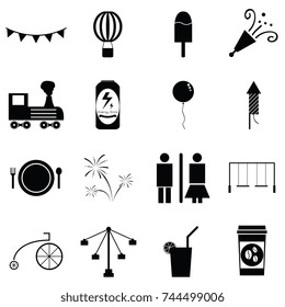 amusement park icon set