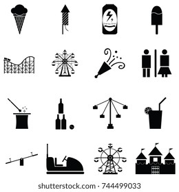amusement park icon set