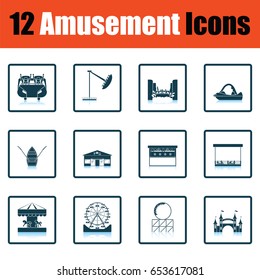 Amusement park icon set. Shadow reflection design. Vector illustration.
