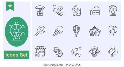 Amusement Park icon set symbol collection, logo isolated vector illustration