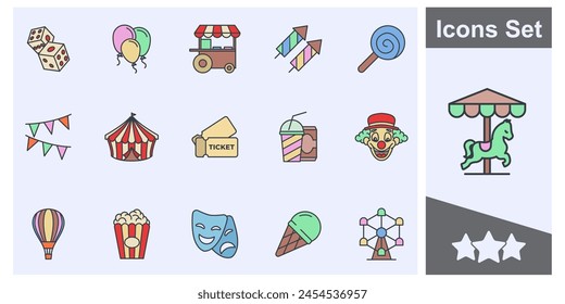 Amusement Park icon set symbol collection, logo isolated vector illustration