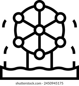 icono de parque de atracciones. Diseño de estilo lineal delgado aislado sobre fondo blanco