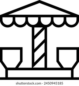 icono de parque de atracciones. Diseño de estilo lineal delgado aislado sobre fondo blanco