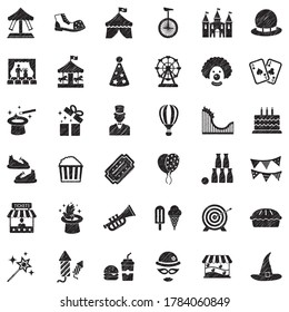 Amusement Park Icons. Black Scribble Design. Vector Illustration.