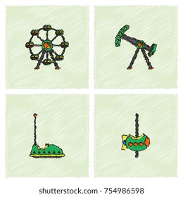 Amusement Park icons in Hatching style