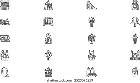 Amusement park icons High-Quality Vector Icons Collection with Editable Stroke. Ideal for Professional and Creative Projects.