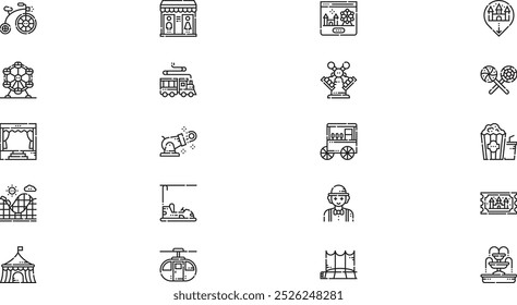 Amusement park icons High-Quality Vector Icons Collection with Editable Stroke. Ideal for Professional and Creative Projects.