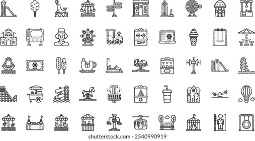 Amusement park icons High-Quality Vector Icons Collection with Editable Stroke. Ideal for Professional and Creative Projects.