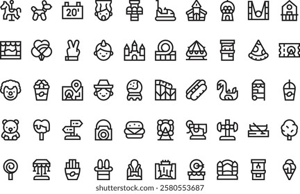 Amusement park icons High-Quality Vector Icons Collection with Editable Stroke. Ideal for Professional and Creative Projects