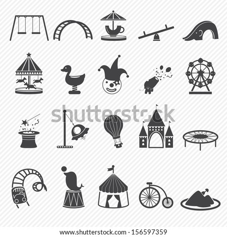 Amusement Park icons isolated on white background 