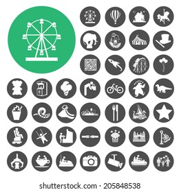 Amusement Park icons set