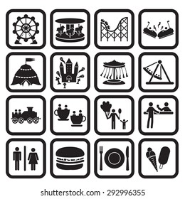 Amusement park icons set