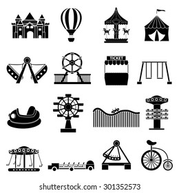 Amusement park icons set