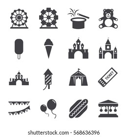 Amusement park icons set