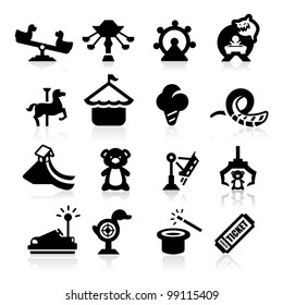 Amusement Park Icons Set Elegant Series