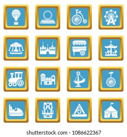 Amusement park icons set vector sapphirine square isolated on white background 
