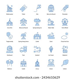 Amusement park icons set vector illustration. editable stock