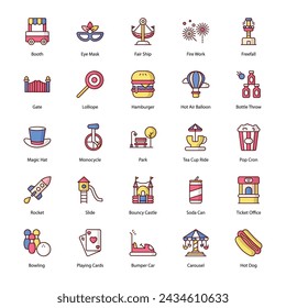 Amusement park icons set vector illustration. editable stock