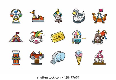 Amusement park icons set,eps10