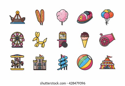 Amusement Park Icons Seteps10 Stock Vector (Royalty Free) 428479396 ...