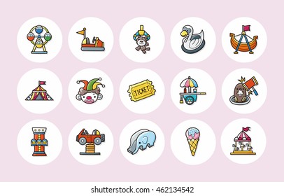 Amusement park icons set,eps10