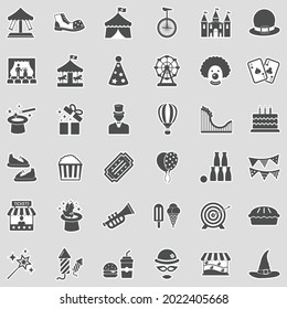 Amusement Park Icons. Sticker Design. Vector Illustration.