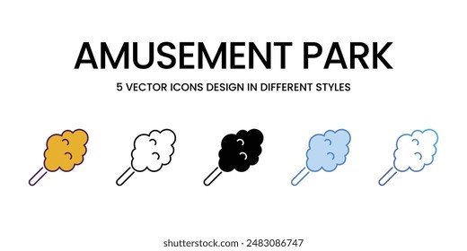 Amusement Park icons vector set stock illustration.