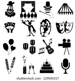 Amusement Park icons.vector black carnival icons set .Circus