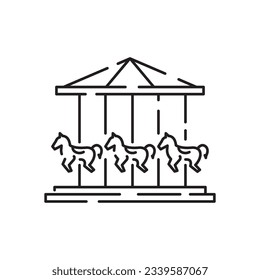 Amusement park line icon vector. Park with ferris wheel, circus, carousel, roller coaster attractions. Festival fun. isolated contour symbol black illustration