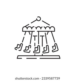 Amusement park line icon vector. Park with ferris wheel, circus, carousel, roller coaster attractions. Festival fun. isolated contour symbol black illustration
