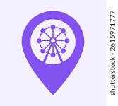 Amusement Park Location Pin Icon, Theme Park Map Marker, Fun Symbol