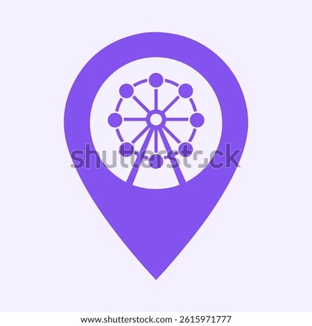 Amusement Park Location Pin Icon, Theme Park Map Marker, Fun Symbol