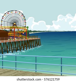 Amusement Park On The Pier In Santa Monica