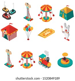 Amusement, park and other isometric icons collection.