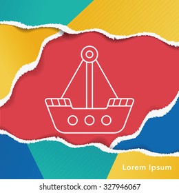 amusement park pirate ship line icon