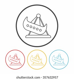 amusement park pirate ship line icon
